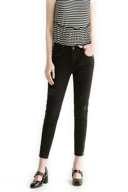 ZARA 黑色做旧铅笔牛仔裤 1370 商品图0