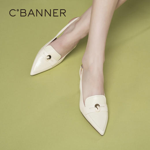 【高叶同款】千百度女鞋夏季半凉真皮凉鞋细跟高跟鞋单鞋 A23205335 商品图1