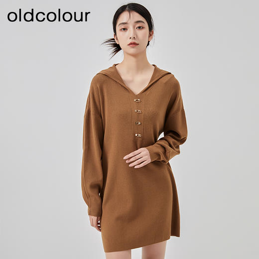 oldcolour春季新款宽松百搭简约短款针织连衣裙女O11106145 商品图3