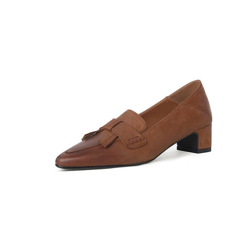 春季新款，尖头真皮纯色中跟皮鞋YD-E252 商品图14