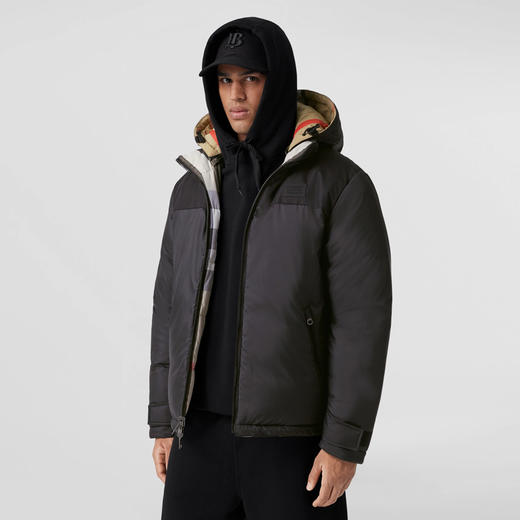 BURBERRY 巴宝莉 男士双面两穿格纹尼龙连帽羽绒服 格子 8064291 A7028 商品图1