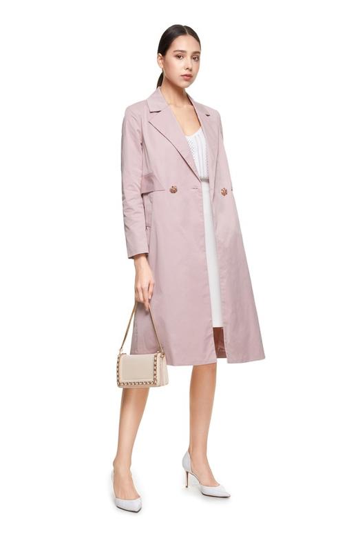 EXUN 拼色扣饰粉色风衣 7603 商品图0