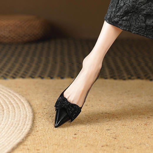 夏季新款，流行钻复古里外全皮尖头后空高跟凉鞋YD-F351 商品图10