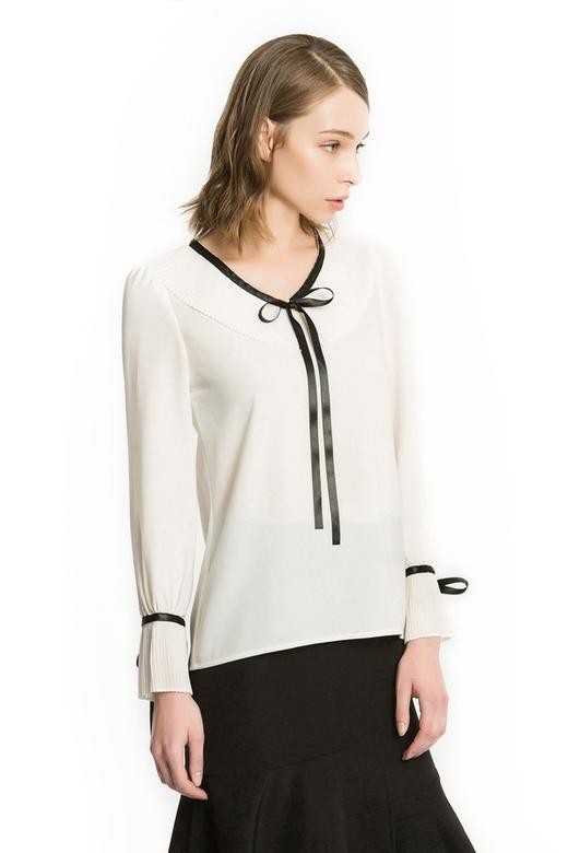 Tied  Hands 优雅白色透视雪纺衫 1040 商品图1