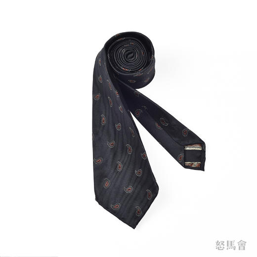 黑色腰果花蚕丝手工领带 商品图1