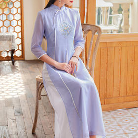 改良式奥黛旗袍，收腰修身中式小立领连衣裙OG-6039