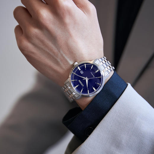 西铁城光动能腕表日本正品防水商务简约钢带男士手表BM7461-85L 商品图6