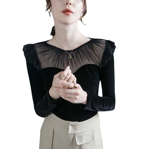 丝绒网纱拼接打底衫洋气小衫 商品图4