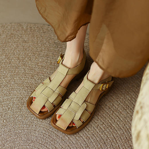 舒适百搭，编织平头真皮凉鞋MT-ML9317 商品图7