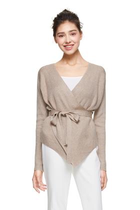 LNNNS 杏色围裹系带针织上衣 8436