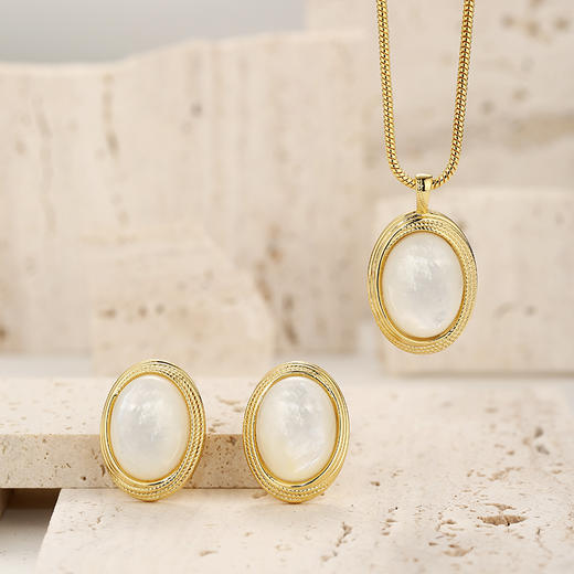 Ancient Rome古罗马时期 | 巴比伦白贝耳钉/项链 商品图1