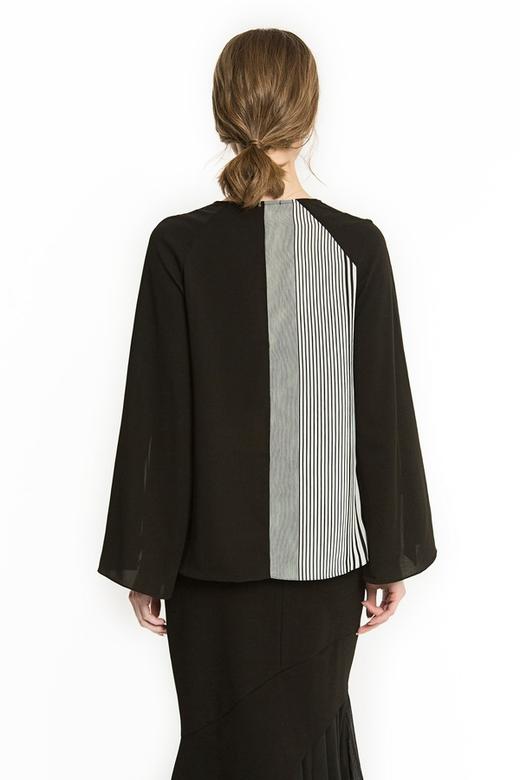 CENCH EDITION 拼色开衩袖V领上衣 1075 商品图3