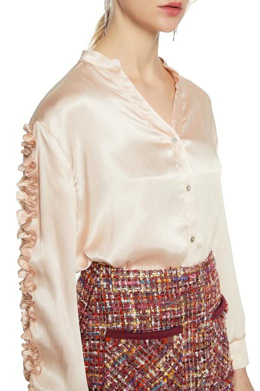 AVA 木耳边饰缎面衬衣 6206 商品图3