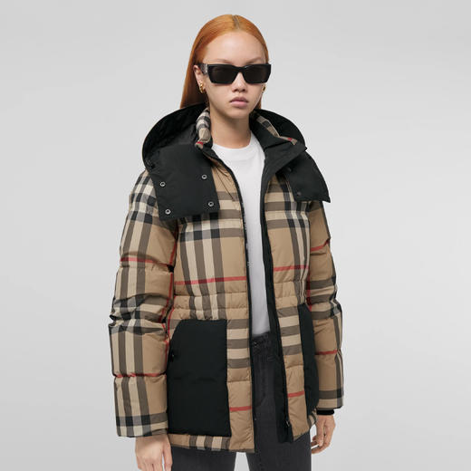 BURBERRY 巴宝莉 女士可拆卸连帽格纹羽绒服 格子 8059094 A7028 商品图1