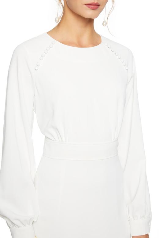 OCTAVIA 圆扣装饰白色连衣裙 6127 商品图3