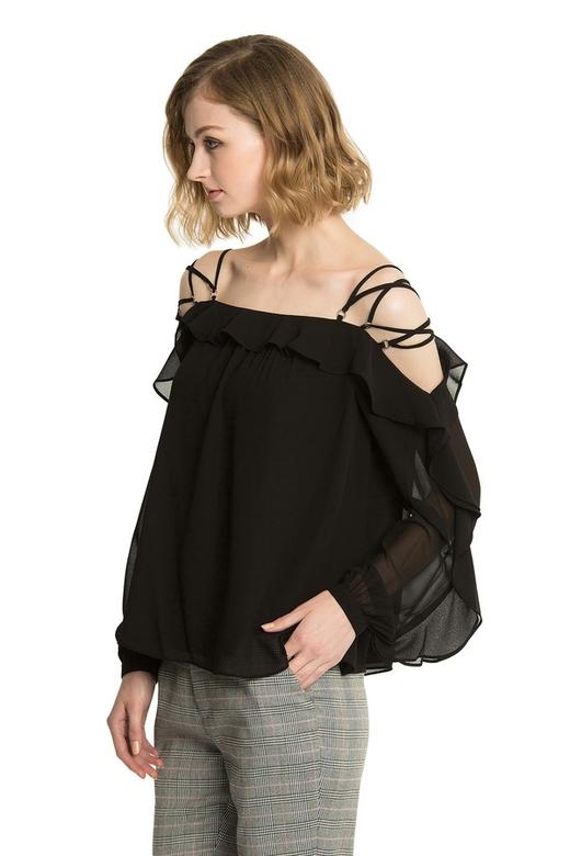 BCBGeneration 黑色露肩雪纺衫 626 商品图1