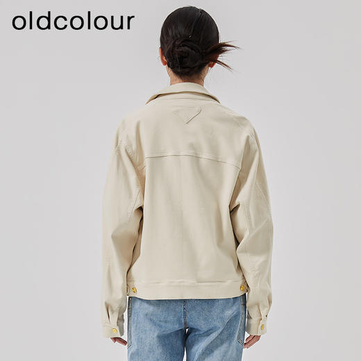 oldcolour2023春季新款米色休闲百搭宽松短款牛仔外套女O11040150 商品图4