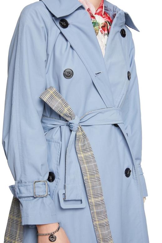 OCTAVIA 格纹拼接双排扣束腰风衣 6180 商品图3