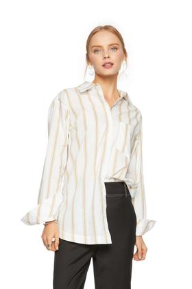 SUMMER & SAGE 拼色竖条纹纯棉衬衣 6226