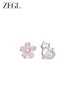 ZEGL设计师春季耳钉蛋925纯银耳钉女养耳洞蝴蝶兔子耳环小众耳饰 商品缩略图1