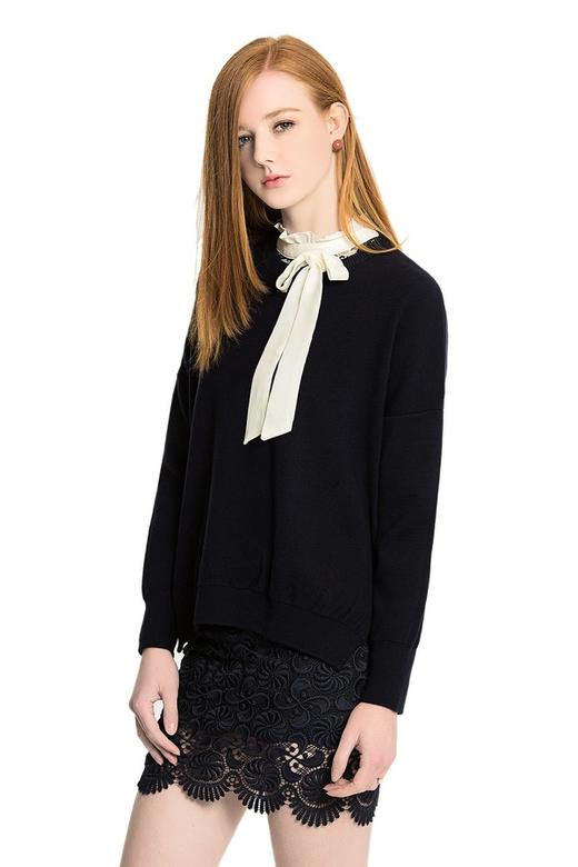 BONNIE ALEX 藏青色圆领套头毛衫 1358 商品图3