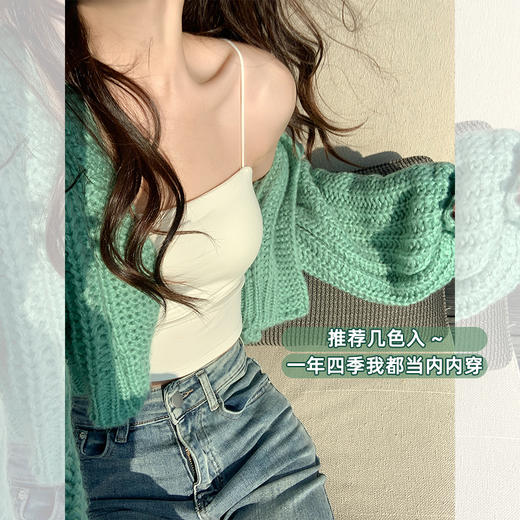 <曾小咸推荐> 夏季白色吊带背心女内搭甜辣一体式带胸垫外穿修身美背上衣 商品图2