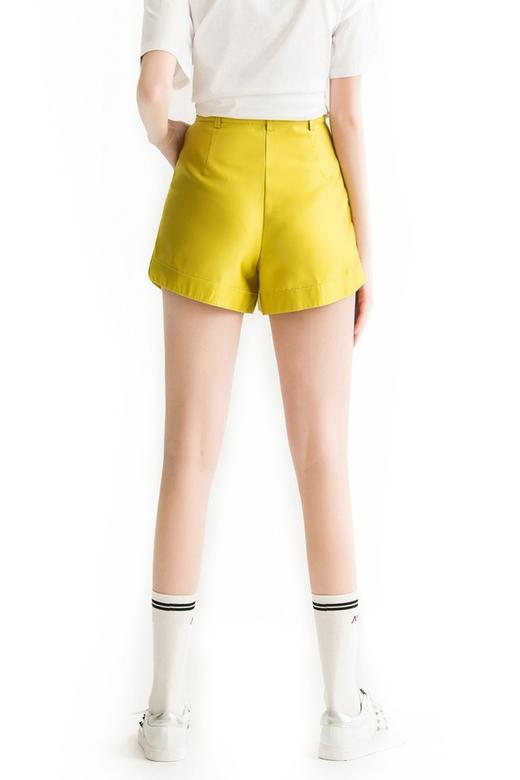 SUMMER & SAGE 黄色光泽感高腰短裤 1755 商品图4
