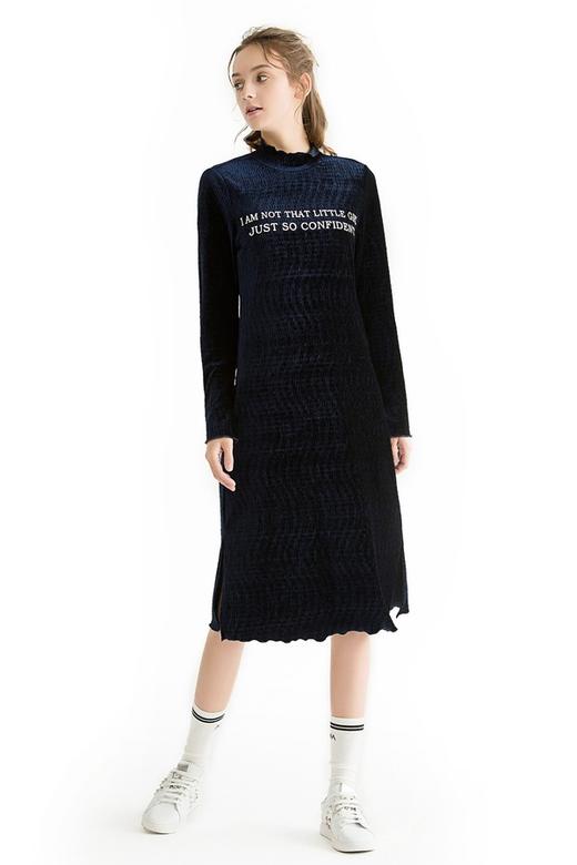 Tied  Hands 丝绒中高领连衣裙 1062 商品图0