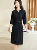 剩S 【现货】米思阳2024秋季新款知*方纯色中长裙压褶收腰七分袖连衣裙0190 商品缩略图2