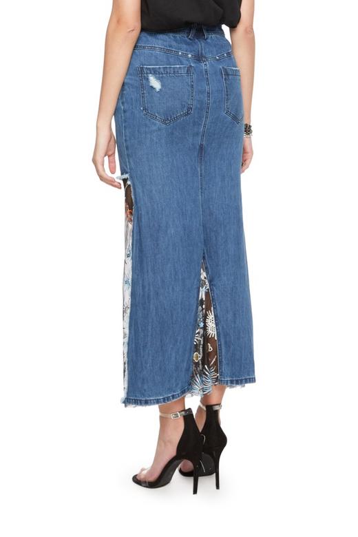 EVA OUXIU伊华欧秀 手工刺绣拼接牛仔半裙 6104 商品图2