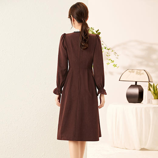 HR WM89039假两件设计感长袖圆领连衣裙 商品图3