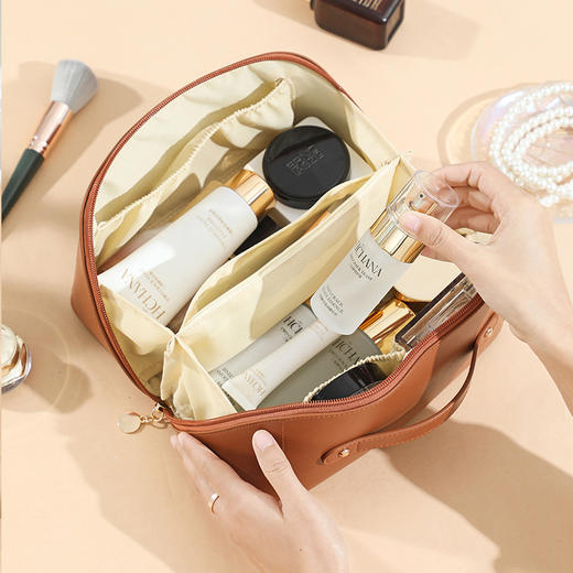 【随时随地补妆！ins风大容量化妆包】网红化妆包风琴枕头包旅行收纳袋洗漱包化妆品收纳包，口红唇膏面霜爽肤水轻松收纳袋 商品图2