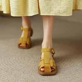 舒适百搭，编织平头真皮凉鞋MT-ML9317