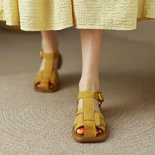 舒适百搭，编织平头真皮凉鞋MT-ML9317 商品图0