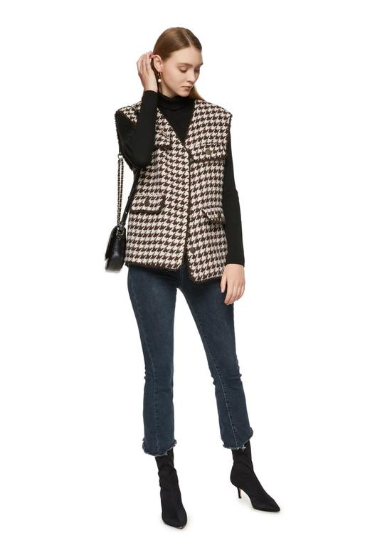 ELLA JADE 棕色千鸟格背心外套 8638 商品图1