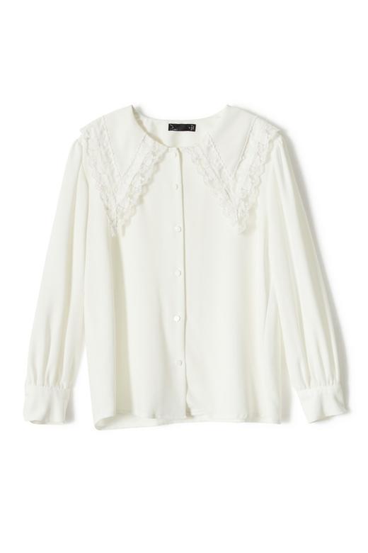 NOIR 夸张花朵翻领白色上衣 6298 商品图4