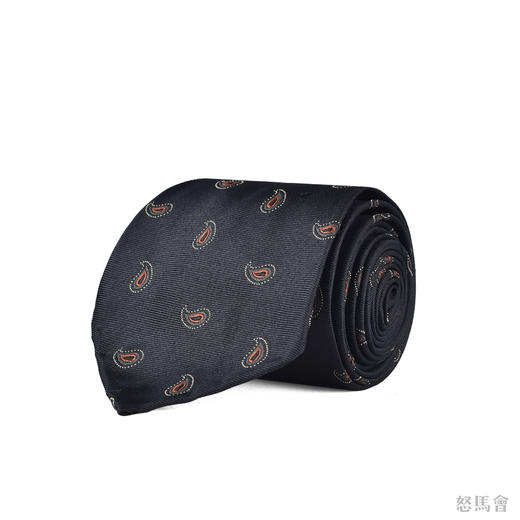 黑色腰果花蚕丝手工领带 商品图0