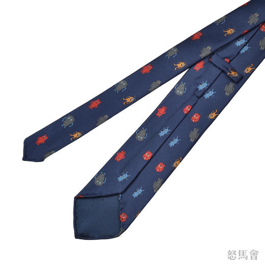藏蓝色小怪兽蚕丝手工领带 商品图2