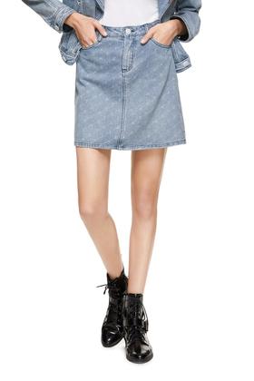 J.A 蓝色字母牛仔短裙 8657