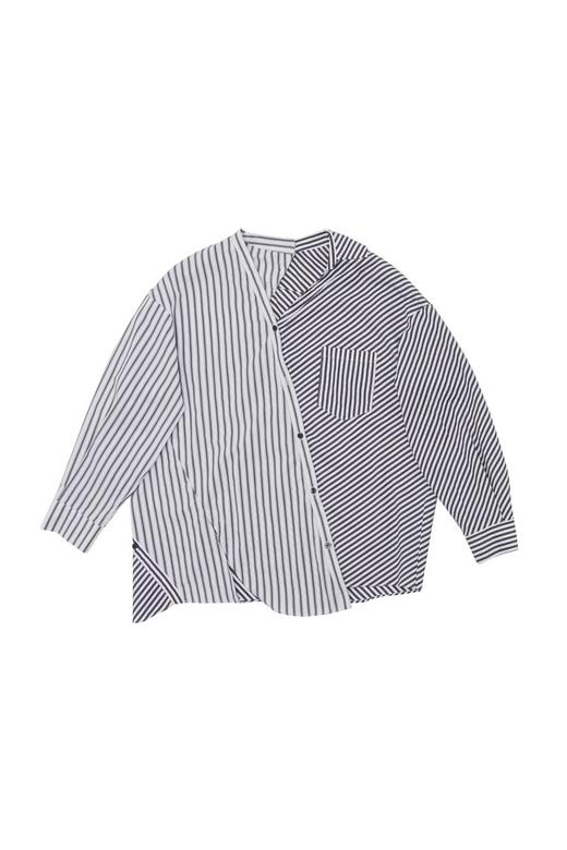 NOIR 条纹拼接斜扣上衣 6117 商品图4