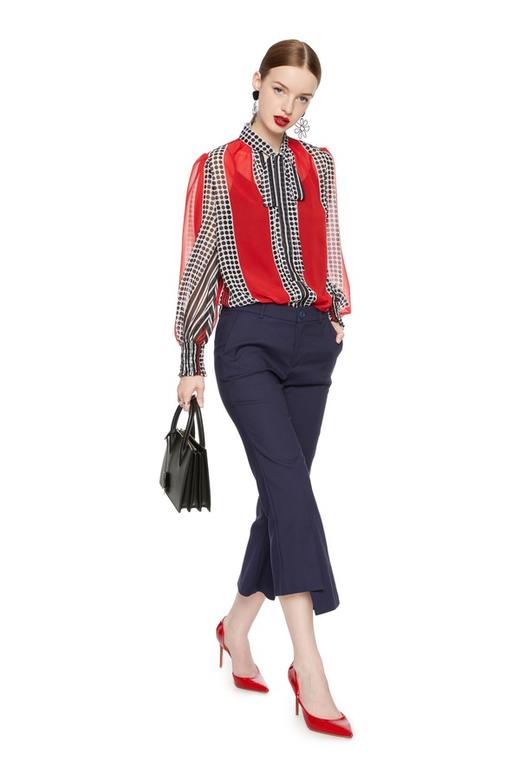 ELLA JADE 复古系带拼色上衣 6131 商品图1