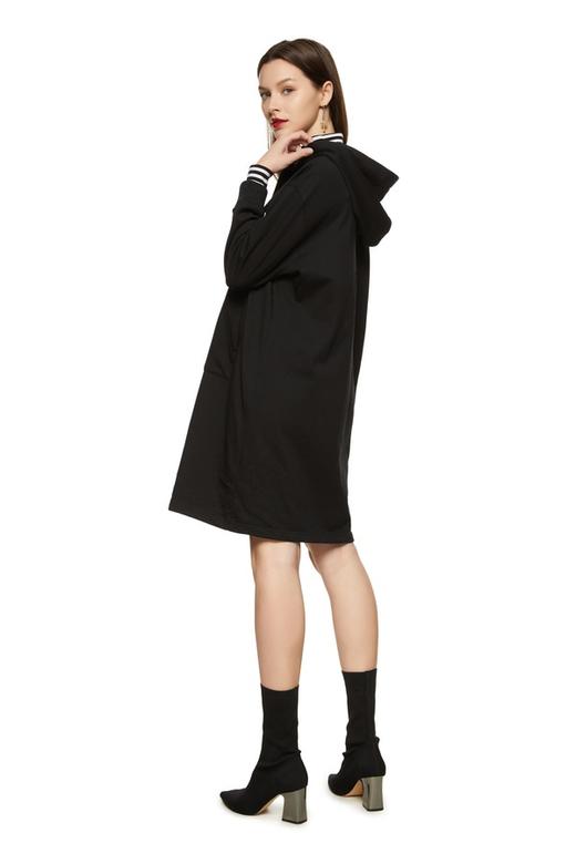 EVA OUXIU伊华欧秀 罗纹拼接运动风卫衣裙 8333 商品图2