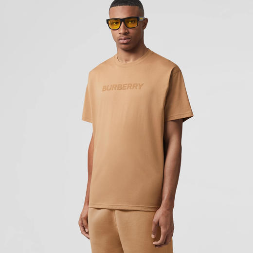 BURBERRY 巴宝莉 男士字母徽标印花棉质圆领短袖T恤 驼色 8055310 A1420 商品图1