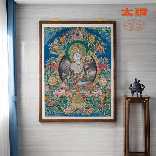 太铜 手工錾刻 铜雕画《唐卡七彩款白度母》限量33幅 商品图2