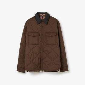 BURBERRY 巴宝莉 男士双面两穿格纹绗缝外套式衬衫棉服 咖啡色 8063696 B2225