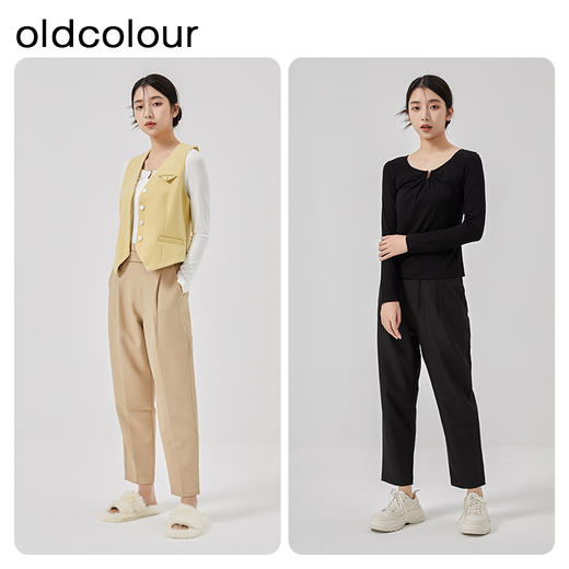 oldcolour2023春新款白色设计感百搭修身打底长袖T恤女O12023278 商品图3