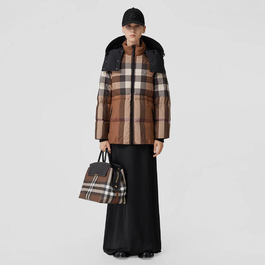 BURBERRY 巴宝莉 女士可拆卸连帽格纹羽绒服 格子 8059095 A9011 商品图3