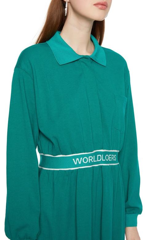 SUMMER & SAGE 字母翻领绿色连衣裙 6039 商品图3