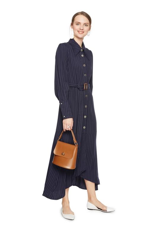 SUMMER & SAGE 条纹束腰长款连衣裙 6223 商品图1