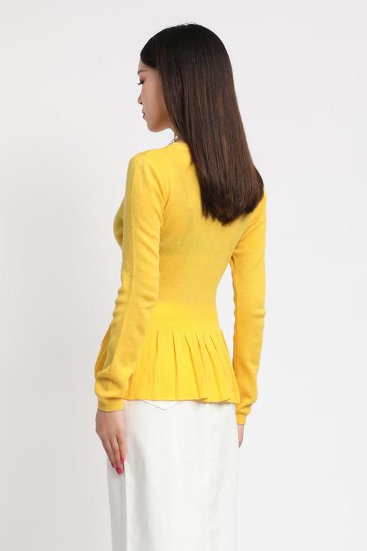 BONNIE ALEX 亮黄色荷叶摆针织衫 1360 商品图2